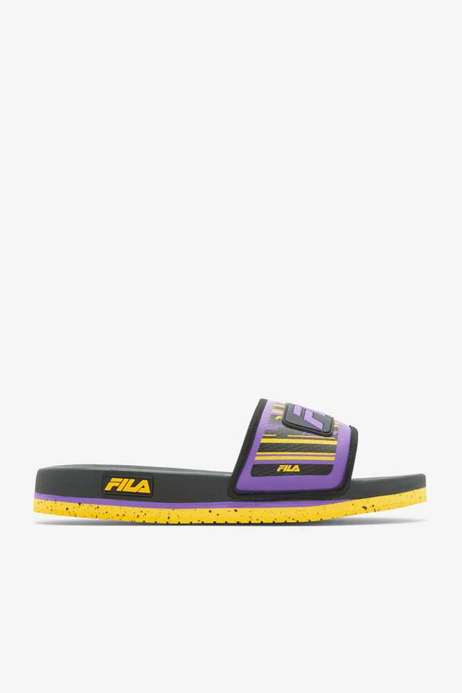 Black Gold Purple Men\'s FILA Lunar Flip Flops | USA-683527