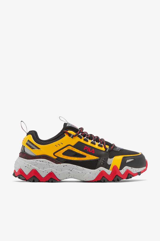 Black Lemon Red Men\'s FILA Oakmont Tr Trail Running Shoes | USA-025897