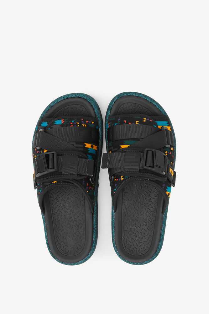 Black Men's FILA Atlas Slide Sandals | USA-137092