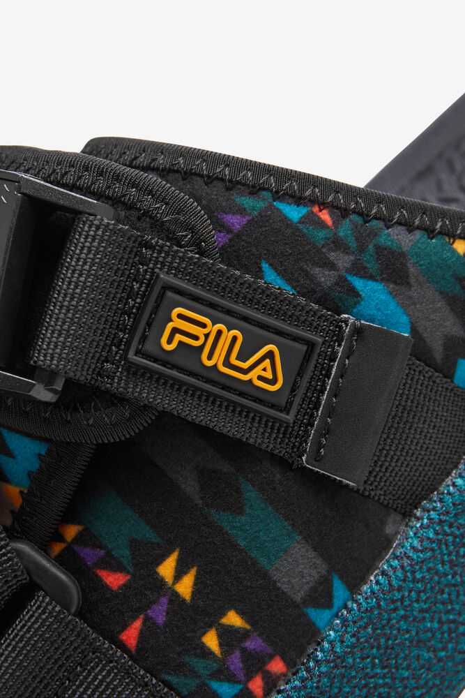 Black Men's FILA Atlas Slide Sandals | USA-137092