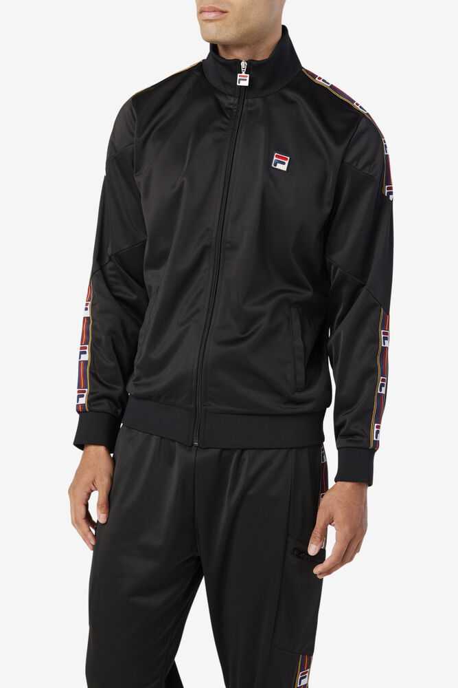 Black Men's FILA Carson Track Jackets | USA-103487