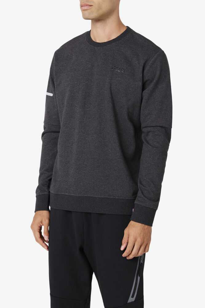 Black Men's FILA Commuter Sweatshirt | USA-104926