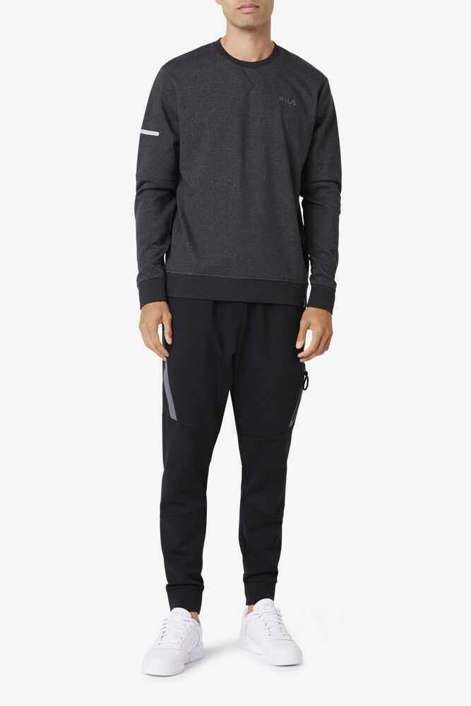 Black Men's FILA Commuter Sweatshirt | USA-104926