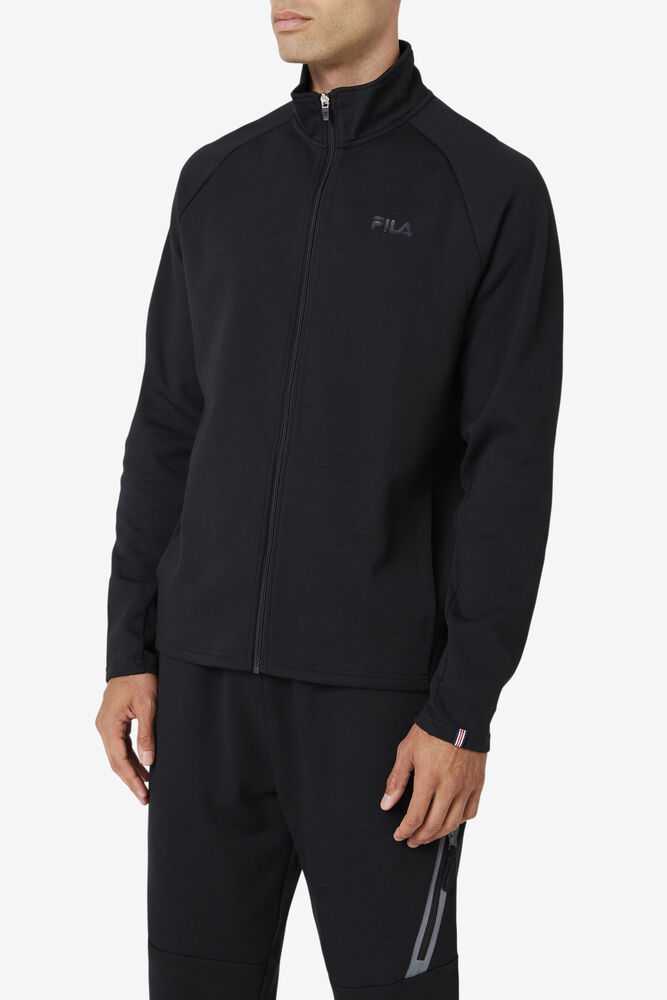 Black Men's FILA Commuter Track Jackets | USA-163897