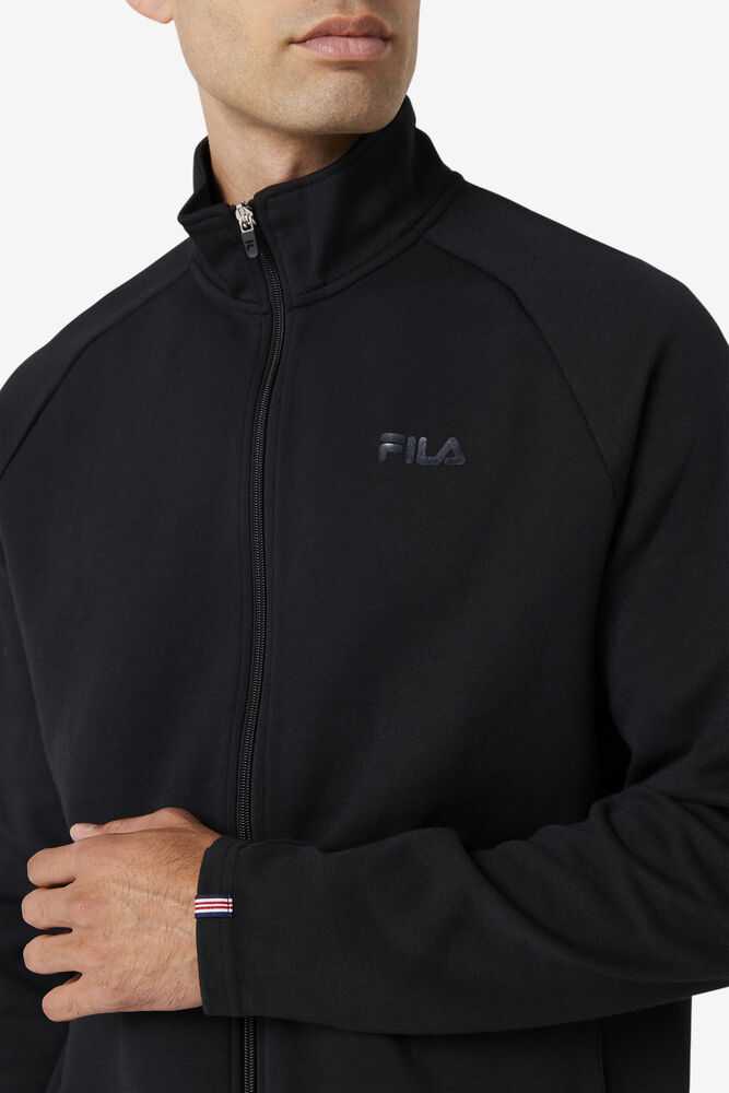 Black Men's FILA Commuter Track Jackets | USA-163897