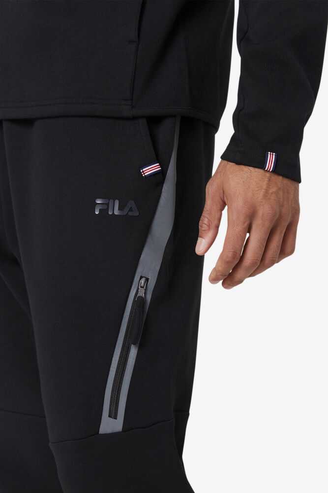 Black Men's FILA Commuter Track Pants | USA-705368