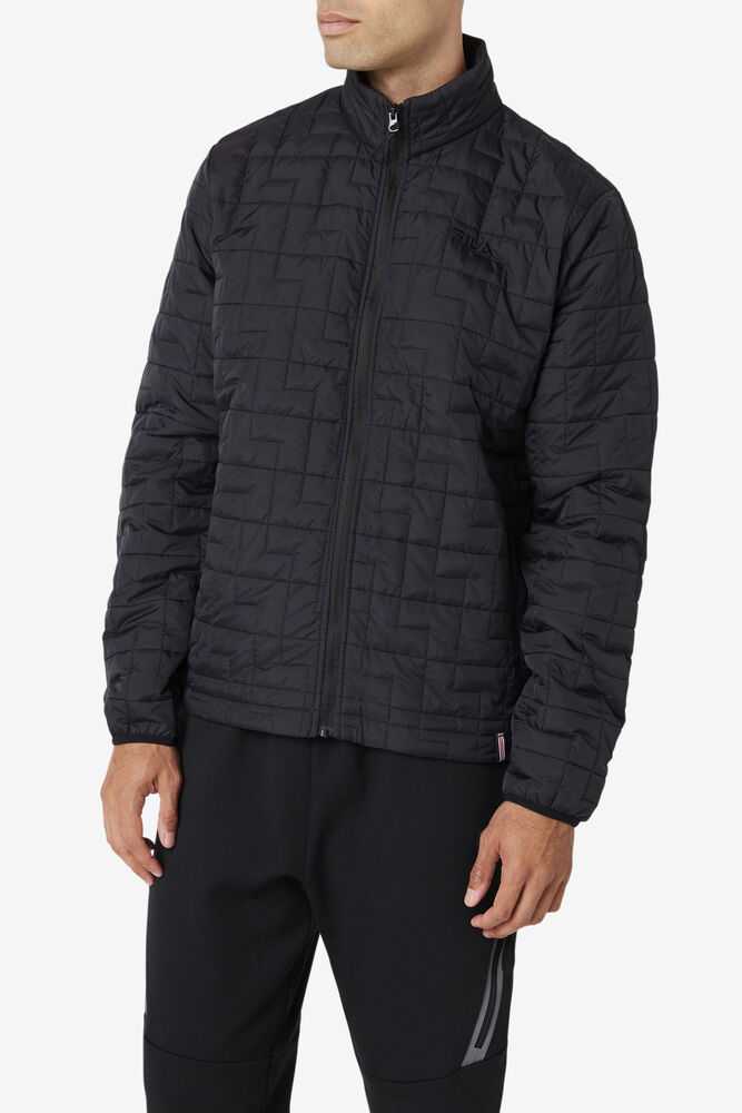 Black Men's FILA Commuter Windbreakers | USA-201685