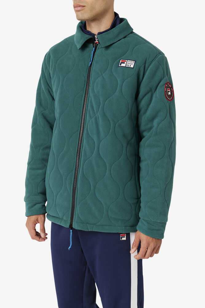 Black Men's FILA Crank Fleece Jackets | USA-809317