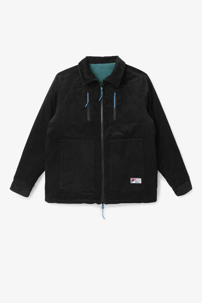 Black Men\'s FILA Crank Fleece Jackets | USA-809317