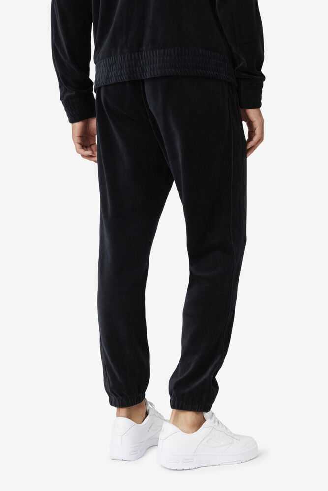 Black Men's FILA Deverall Velour Pants | USA-291043