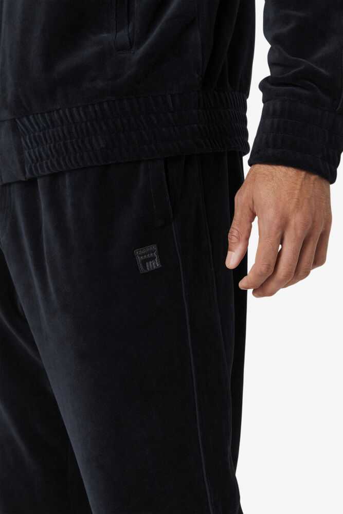 Black Men's FILA Deverall Velour Pants | USA-291043