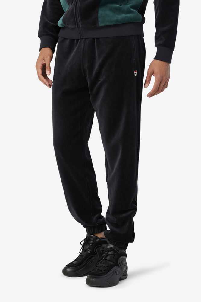 Black Men's FILA Dortmund Velour Joggers | USA-203914