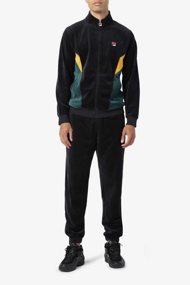 Black Men's FILA Dortmund Velour Joggers | USA-203914