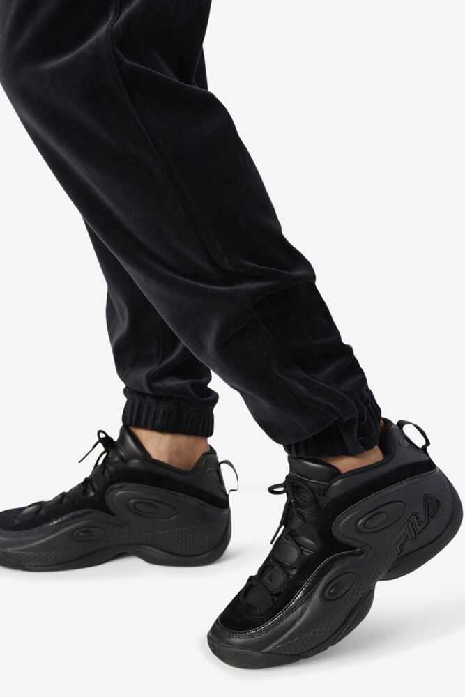 Black Men's FILA Dortmund Velour Joggers | USA-203914