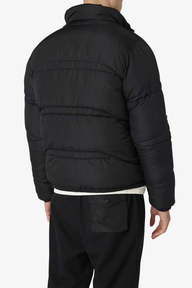 Black Men's FILA Elias Puffer Jackets | USA-012956