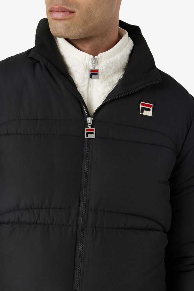 Black Men's FILA Elias Puffer Jackets | USA-012956