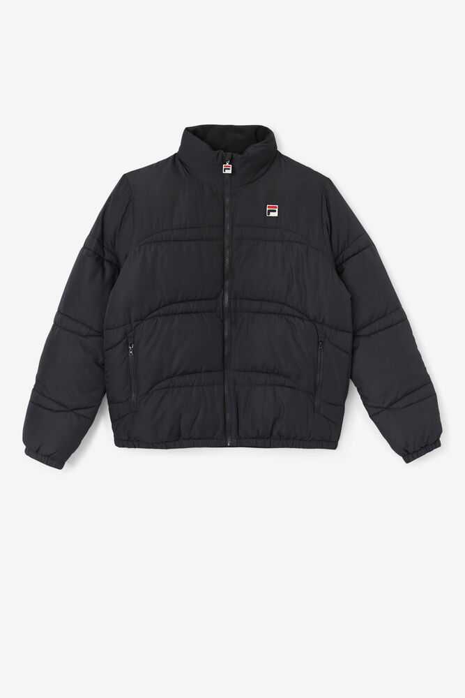 Black Men\'s FILA Elias Puffer Jackets | USA-012956