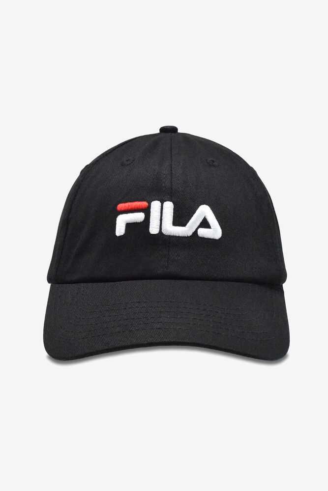 Black Men's FILA Embroidered Baseball Cap | USA-16150