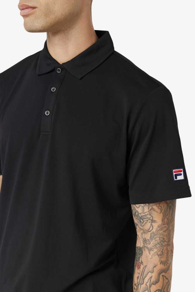 Black Men's FILA Essentials Tennis Polo | USA-16042