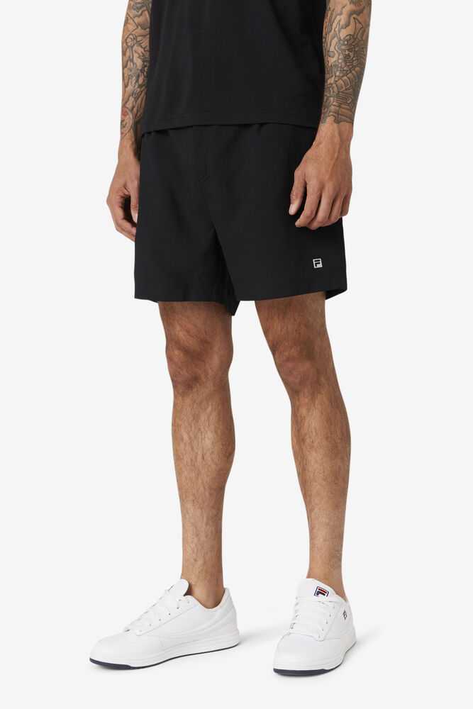 Black Men's FILA Essentials Tennis Shorts | USA-15988