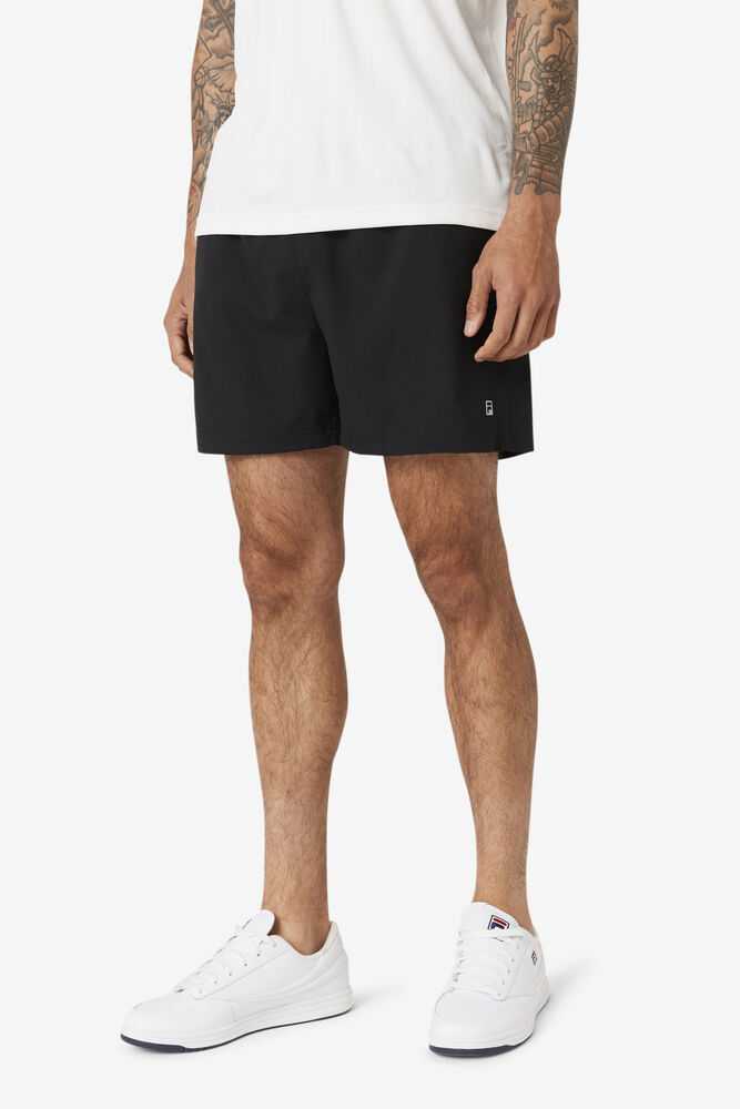 Black Men's FILA Essentials Tennis Shorts | USA-15991