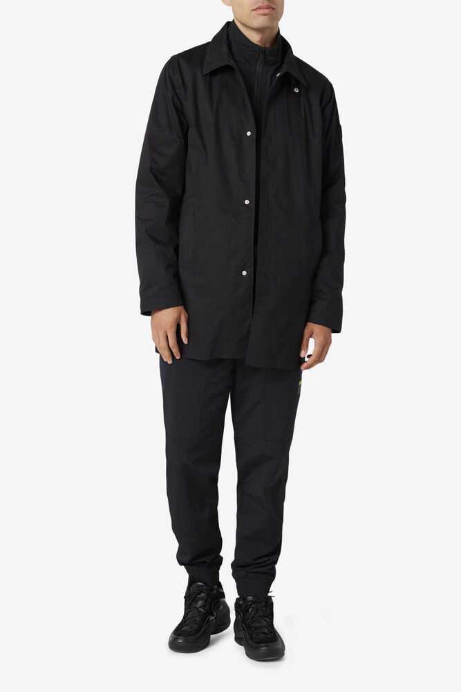 Black Men's FILA Holmes Rain Jackets | USA-638249