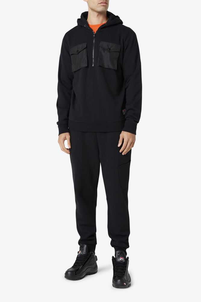 Black Men's FILA Mekong Hoodie | USA-638542