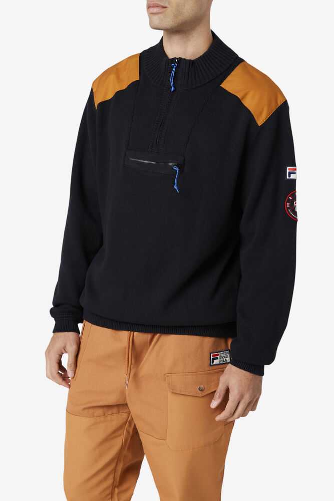 Black Men's FILA Merkle Sweatshirt | USA-760195