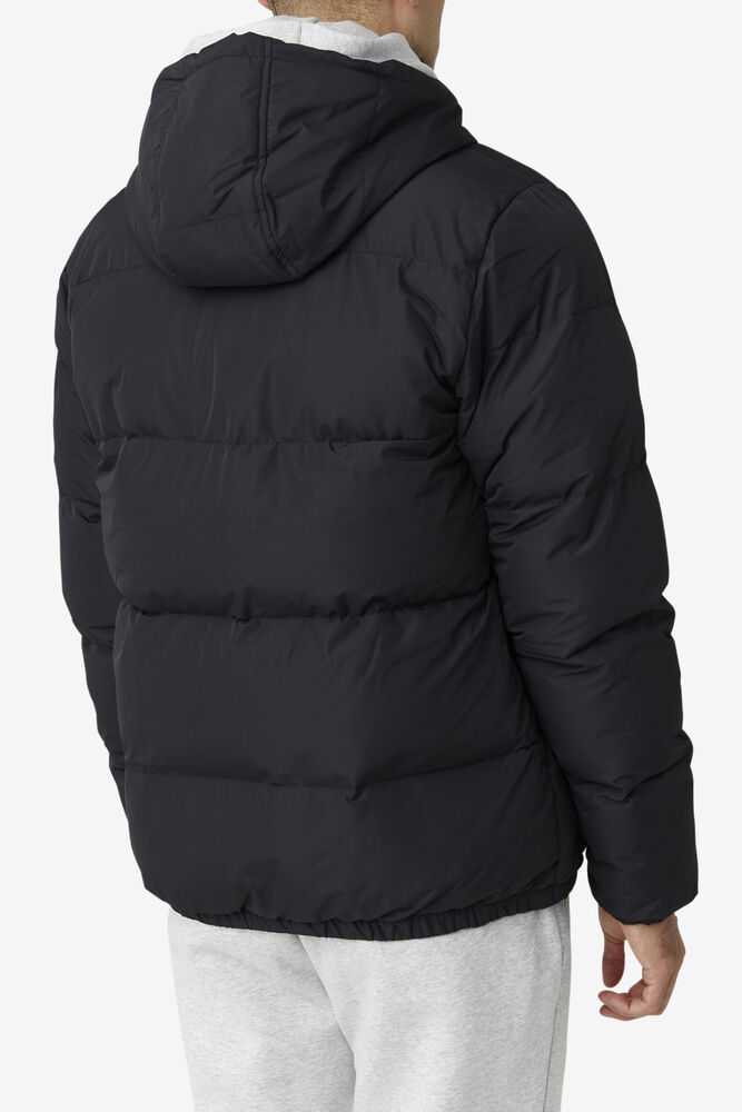 Black Men's FILA Otler Puffer Jackets | USA-785201