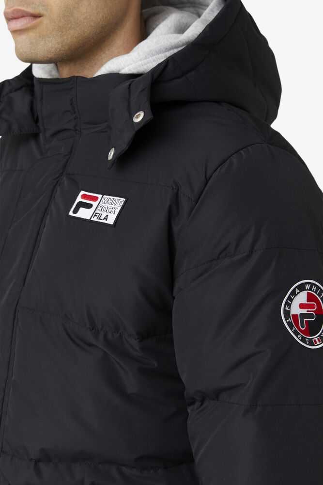 Black Men's FILA Otler Puffer Jackets | USA-785201