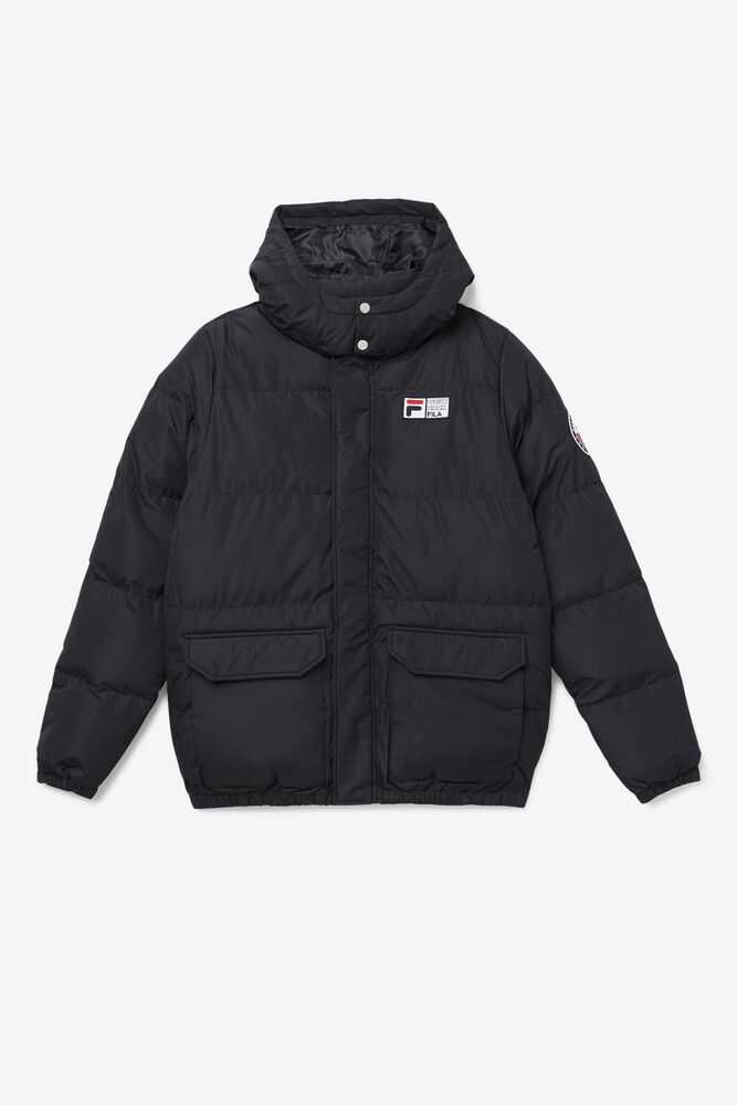 Black Men\'s FILA Otler Puffer Jackets | USA-785201