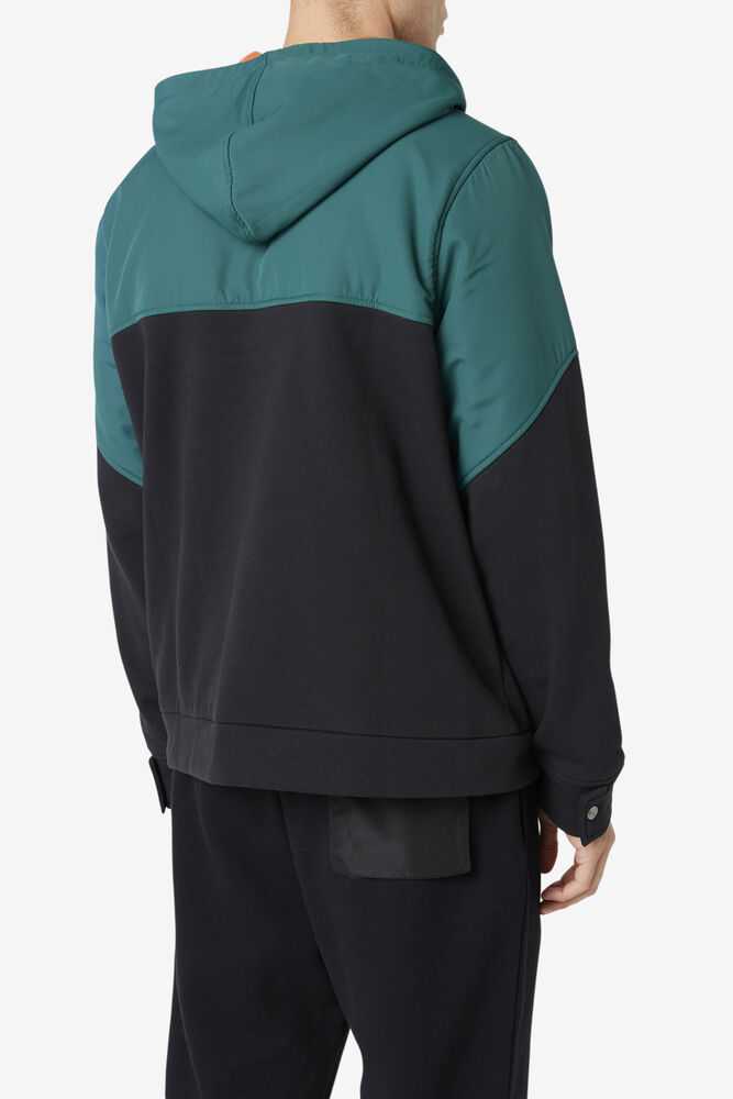 Black Men's FILA Volga Hoodie | USA-307846