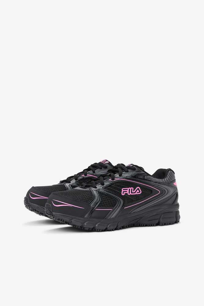 Black Pink Women's FILA Memory Reckoning 8 Slip Resistant Shoes | USA-15150