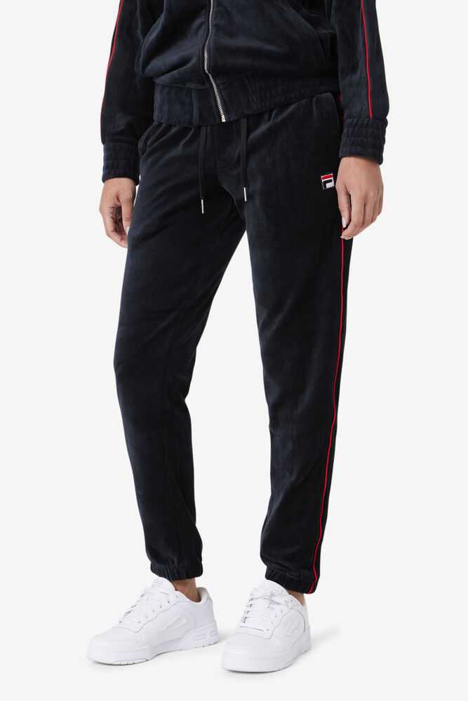 Black Red Green Men's FILA Deverall Velour Pants | USA-857260