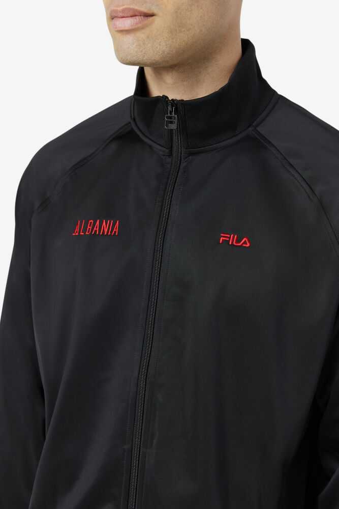 Black Red Men's FILA Albania Track Jackets | USA-16197