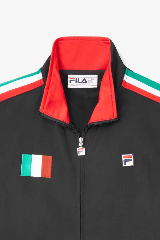 Black Red Men's FILA Italy Track Jackets | USA-16162