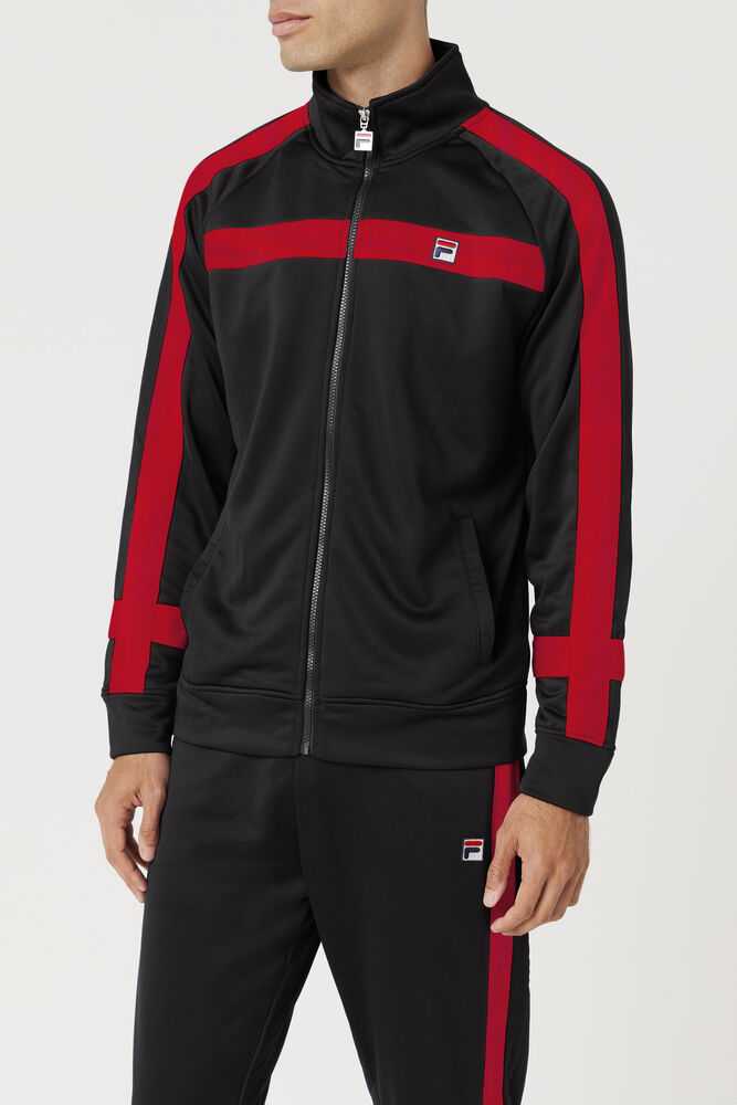 Black Red Men's FILA Renzo Track Jackets | USA-639285