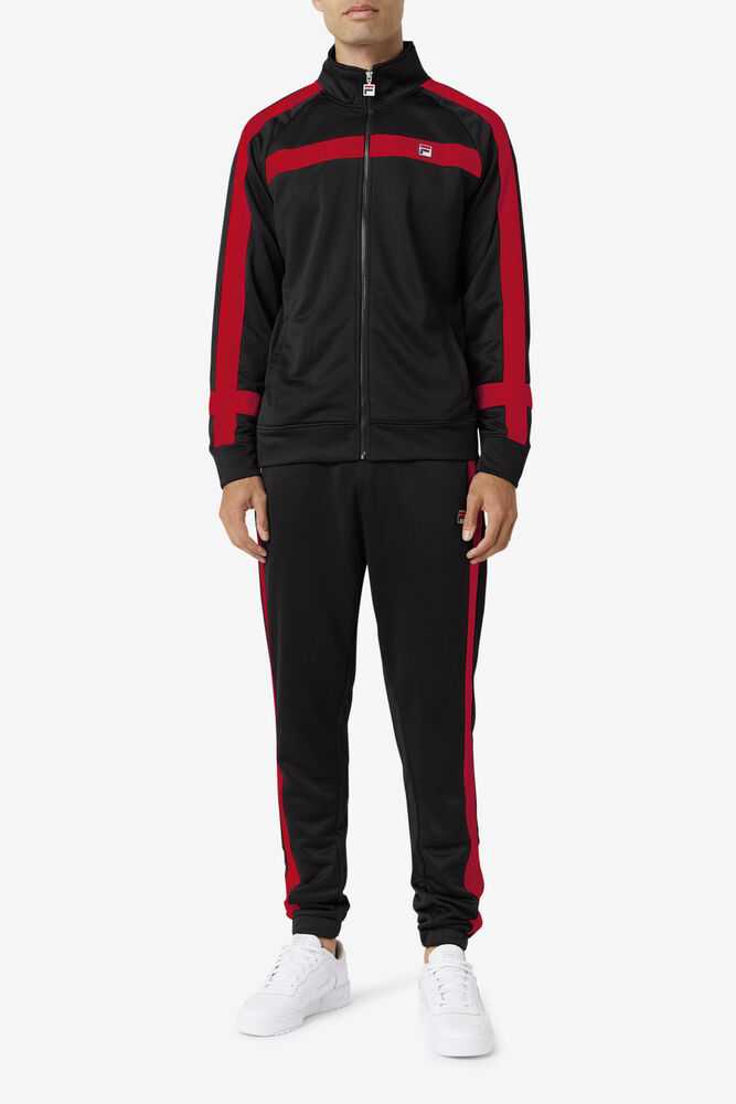 Black Red Men's FILA Renzo Track Jackets | USA-639285