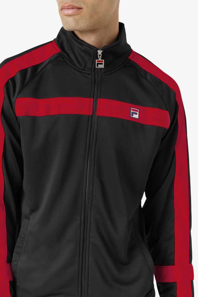 Black Red Men's FILA Renzo Track Jackets | USA-639285