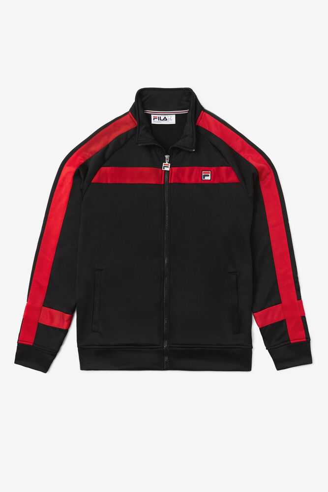 Black Red Men\'s FILA Renzo Track Jackets | USA-639285