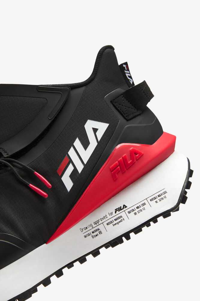 Black Red White Women's FILA Space Runner Running Shoes | USA-15874