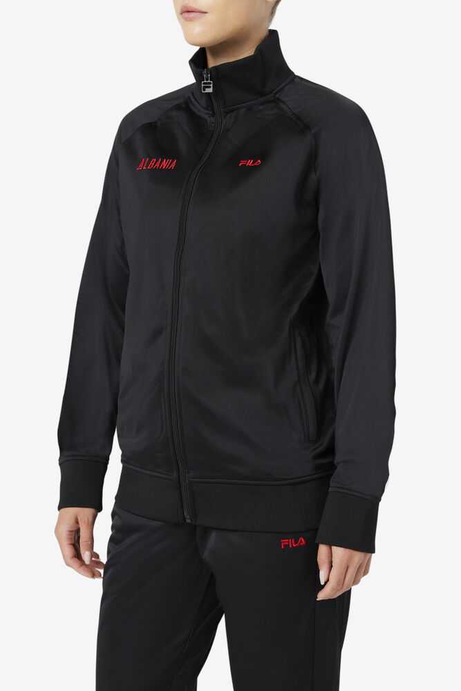 Black Red Women's FILA Albania Track Jackets | USA-15499