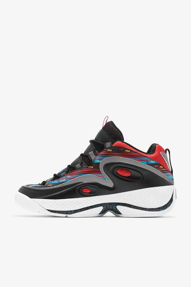 Black Turquoise Red Men's FILA Grant Hill 3 Basketball Shoes | USA-837264