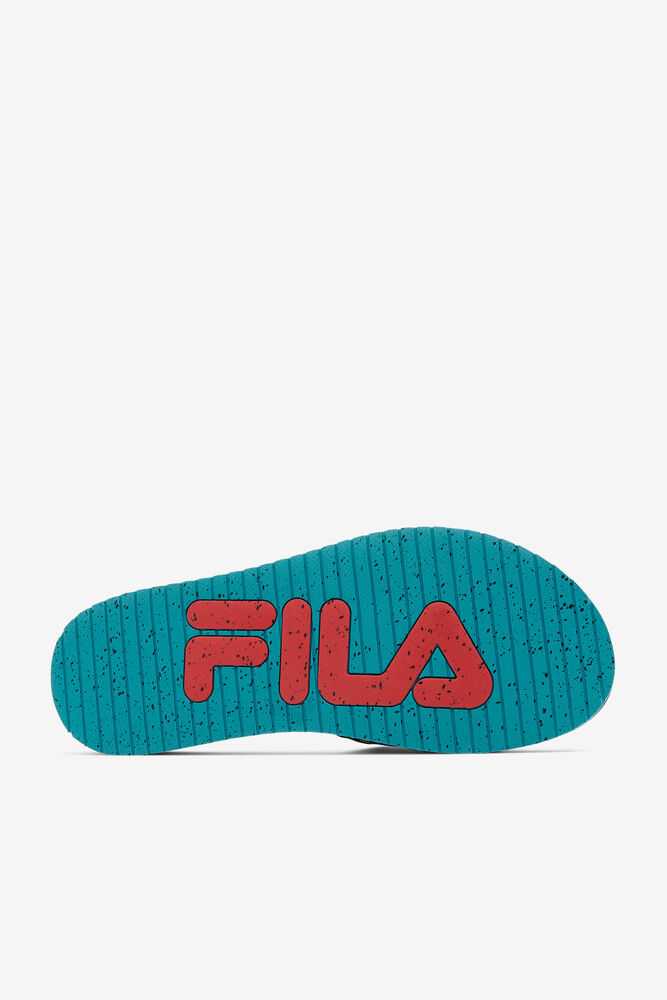 Black Turquoise Red Men's FILA Lunar Flip Flops | USA-365120