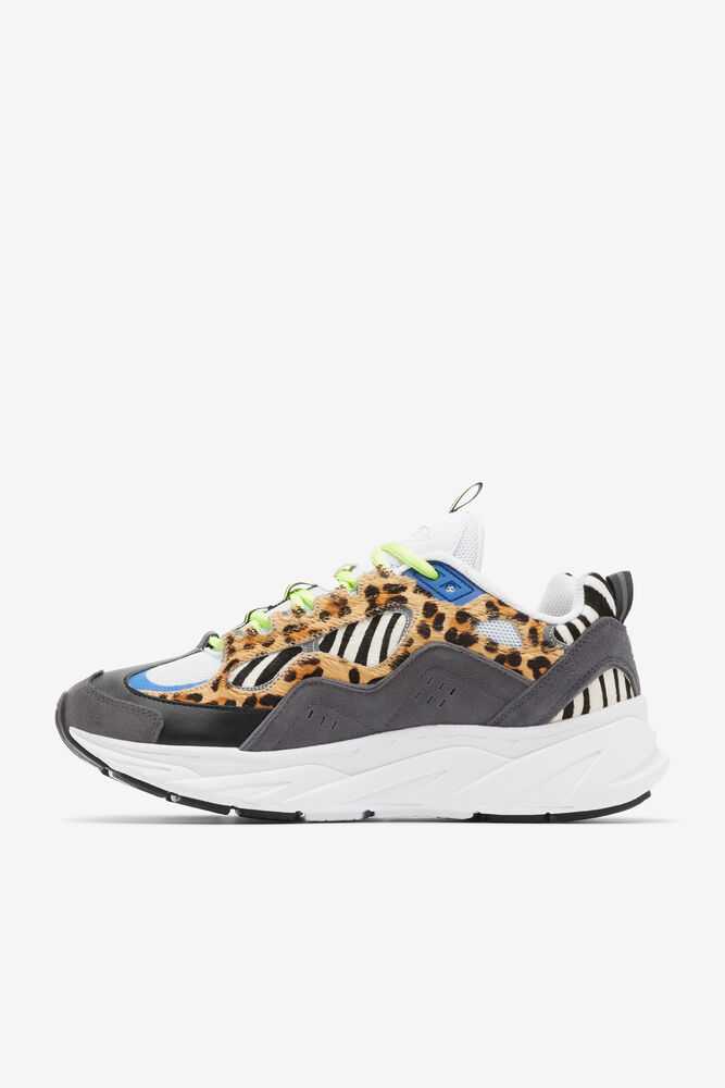 Black White Leopard Men's FILA Trigate Animal Sneakers | USA-690817