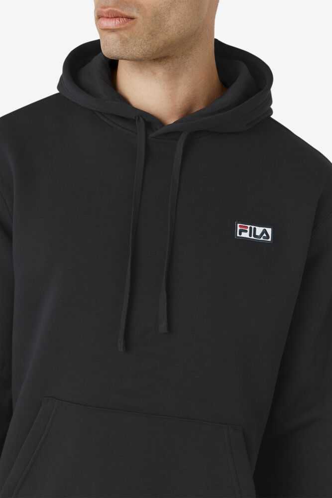 Black White Men's FILA Algot Hoodie | USA-172968