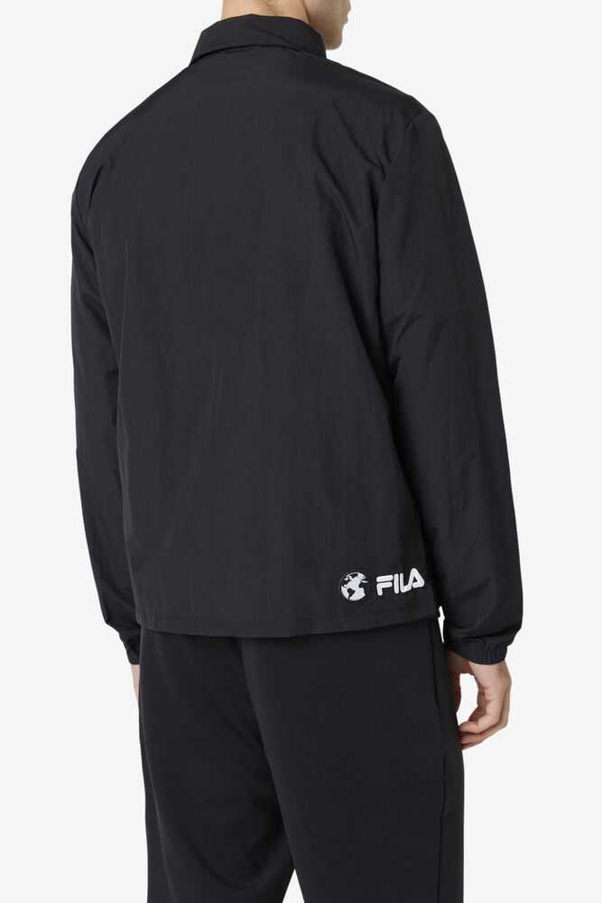 Black White Men's FILA Caquga Sweaters | USA-537829