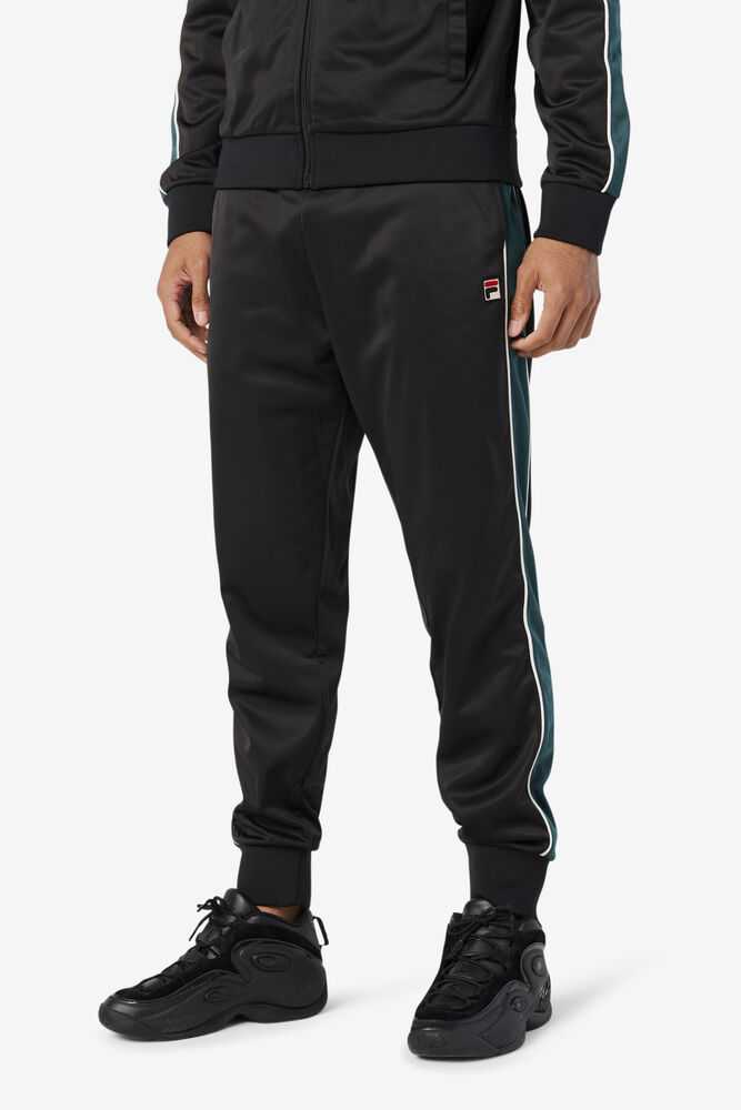 Black White Men's FILA Elijah Track Pants | USA-186297