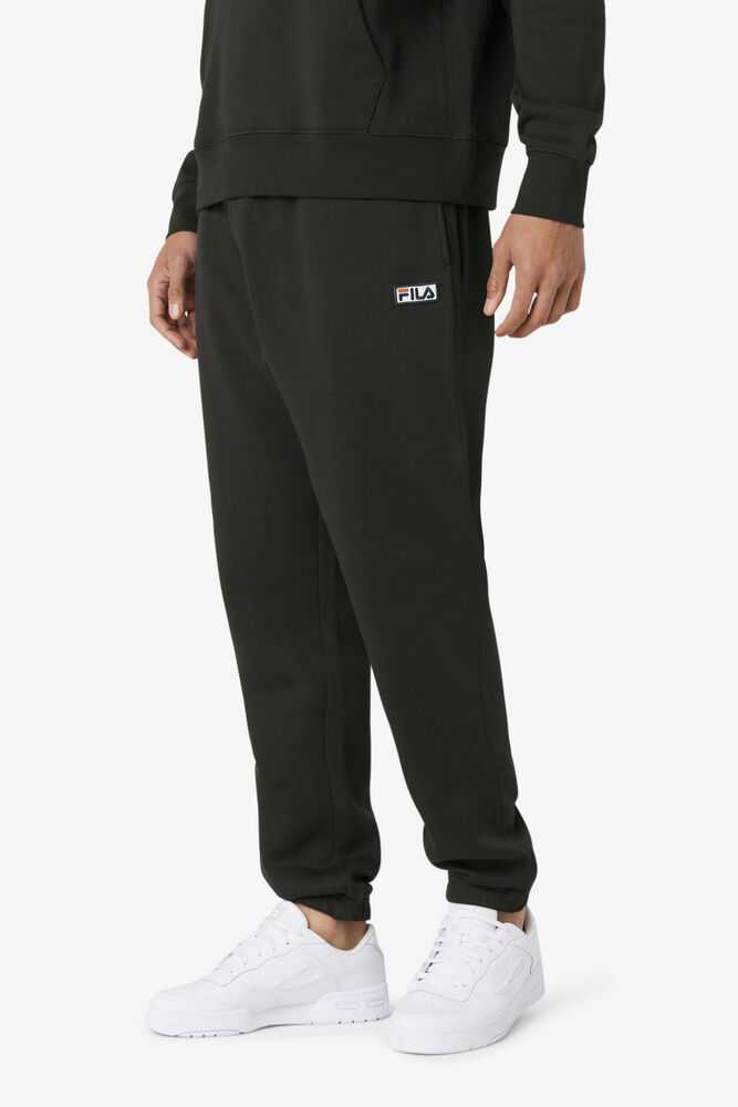 Black White Men's FILA Garin Fleece Sweatpants | USA-520974