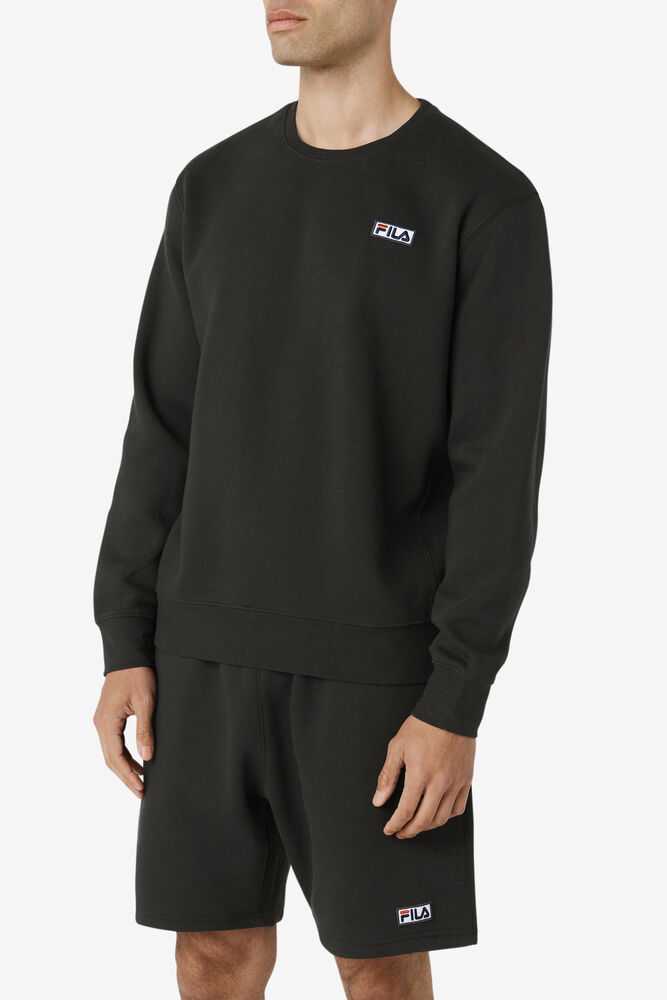 Black White Men's FILA Garran Sweatshirt | USA-361290